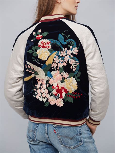 Floral Embroidered Bomber Jacket 